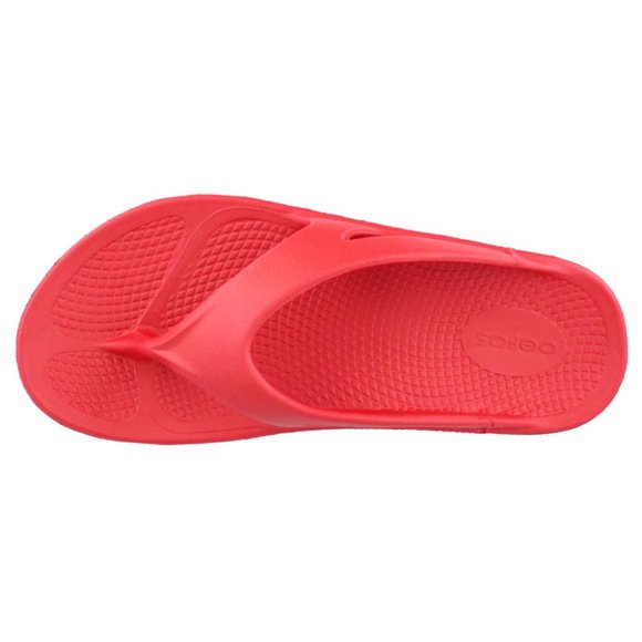 Oofos Women's Red Synthetic Upper Ooriginal Thong Flip Flop Sandals - Picture 2 of 5